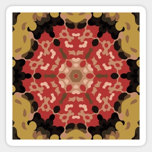 Retro Mandala Flower Red and Brown Sticker